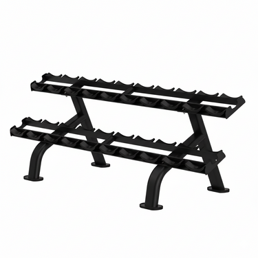 Black metal weight rack on a white background
